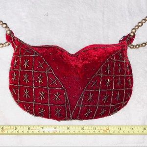 Beautiful Red Velvet Evening Bag, Made in India